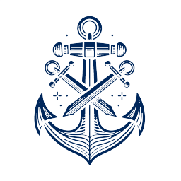 An illustration of an anchor overlaid with two crossing swords